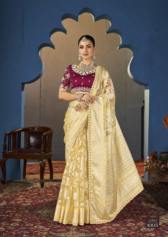 Zuric By Sirona Organza Designer Party Wear Sarees Wholesale Market In Surat